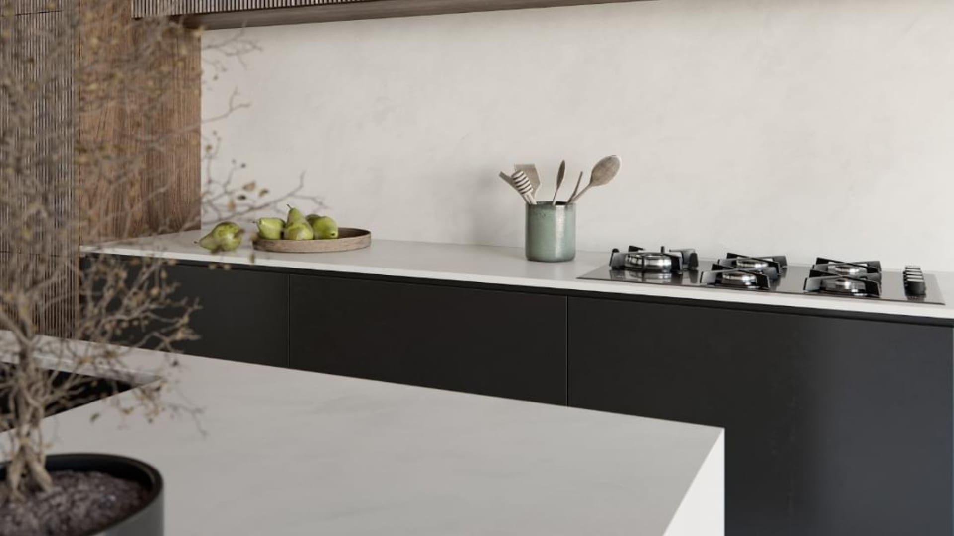 limestone-sintered stone kitchen design