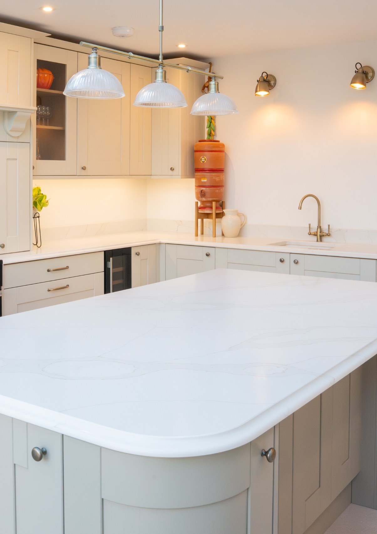 Calacatta Gold worktops in Luke and Laura Scullion's kitchen