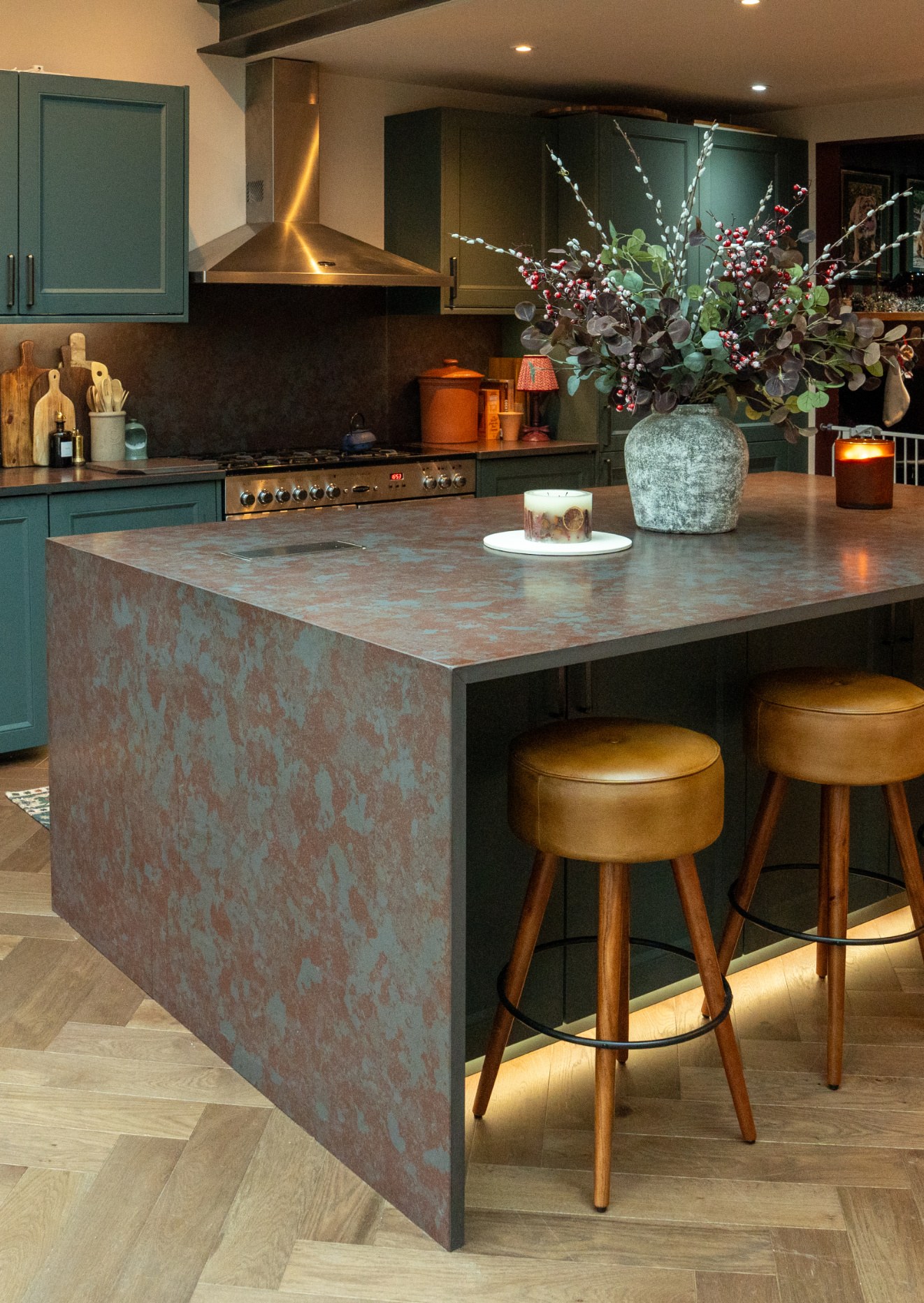 Iron Ore quartz worktops in Kelly's kitchen